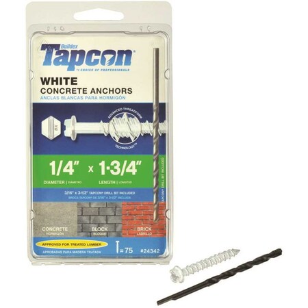 Tapcon Tapcon Masonry Screw, Hex, Climaseal Coated, 75 PK 24342